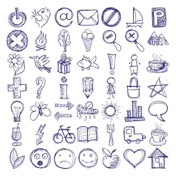 手绘网页涂鸦图标设计元素图片下载