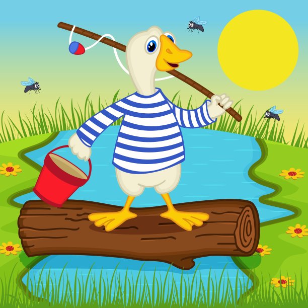 鹅去钓鱼图片下载