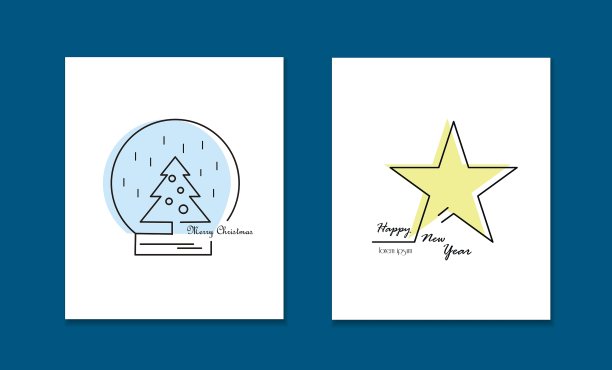 圣诞新年假日线图标集图片下载