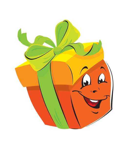 礼盒卡通与滑稽的脸图片下载