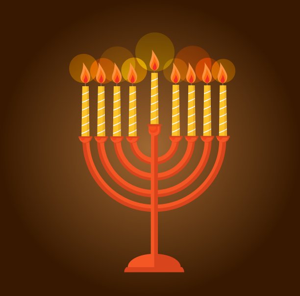 在棕色背景上的光明节烛台问候图片下载