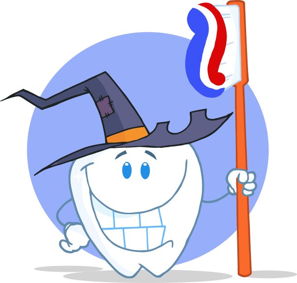 带牙刷的万圣节牙齿图片下载