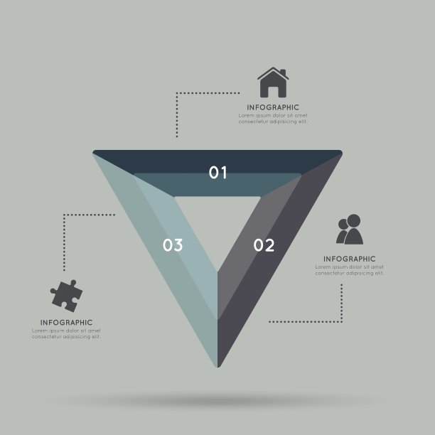 现代三角形信息图为3步图片下载