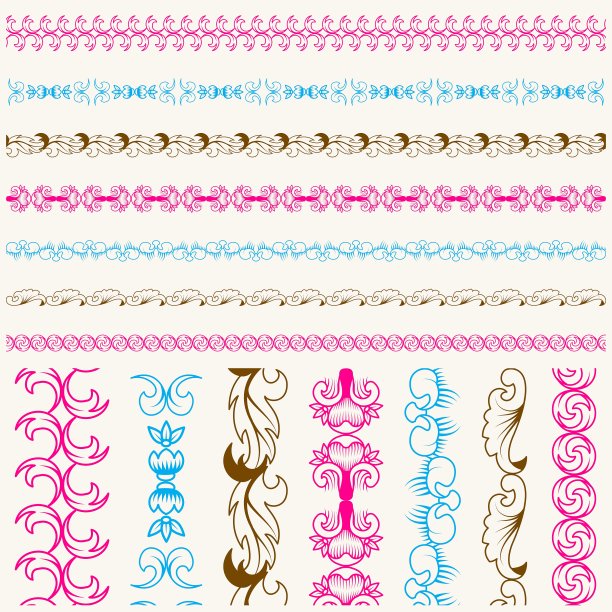 书法花边笔刷套图片下载