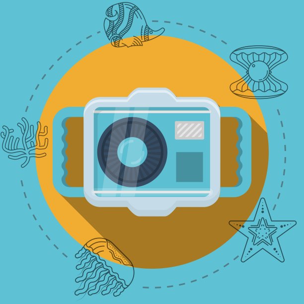 浮潜用的平坦颜色图片下载