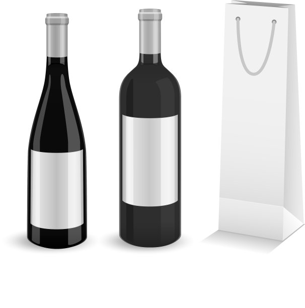 酒瓶与酒瓶礼品袋图片下载