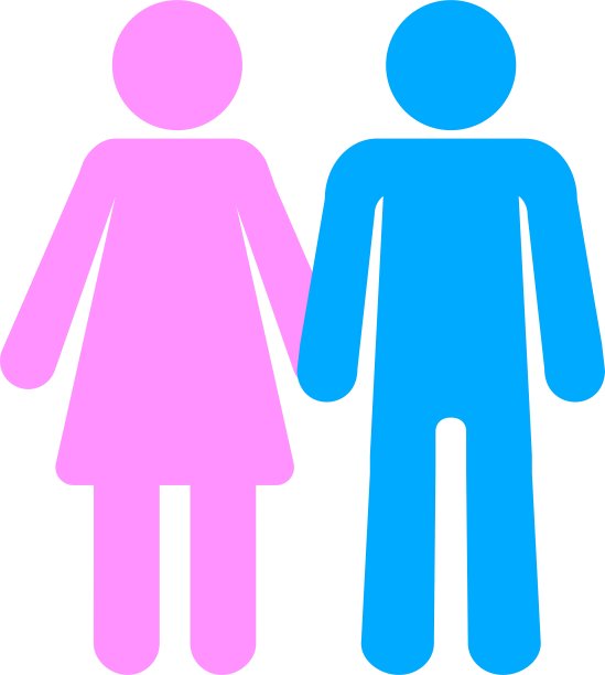 男人和女人粉红色的蓝色厕所剪影图片下载