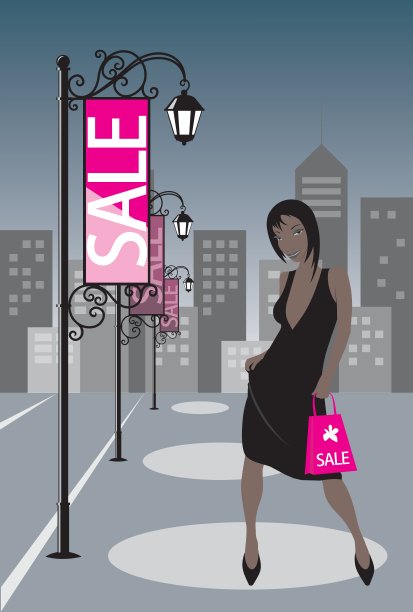 晚上购物的女孩图片下载