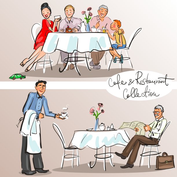 人们在咖啡馆和餐厅缤纷版本图片下载
