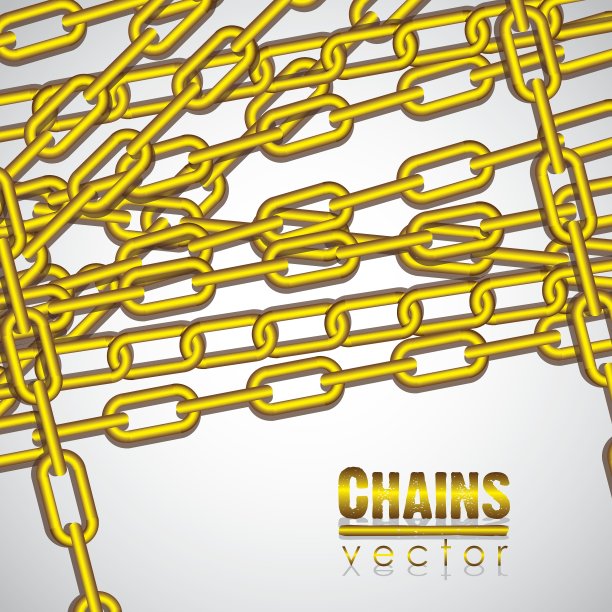 镶在白色背景上的金链图片下载