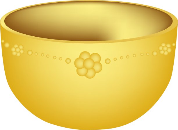 白色背景下的奢华金碗图片下载