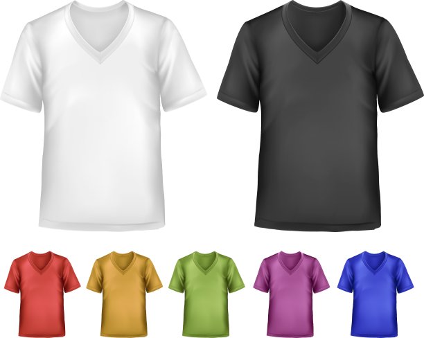 黑白和彩色男子马球t恤设计图片下载