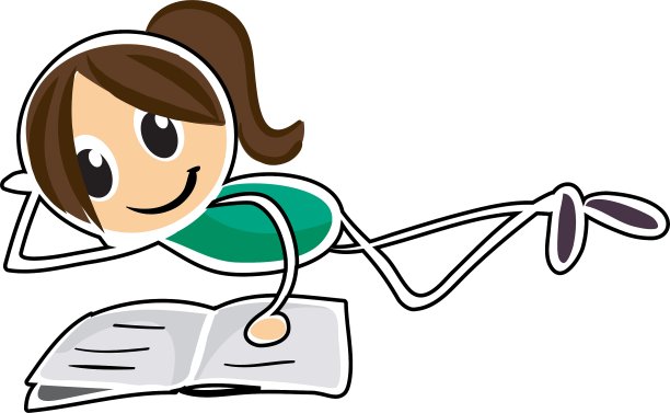 一个女孩躺着看书图片下载