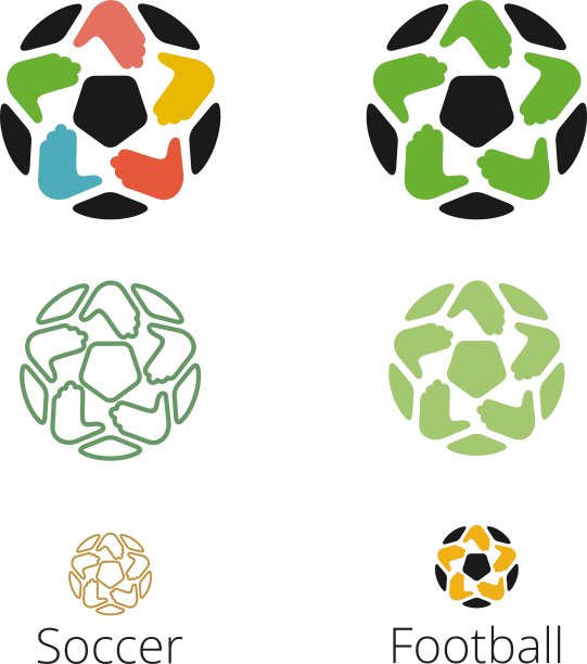 标志用一个足球，手像一个星星图片下载