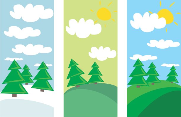 冬春夏景都有树木图片下载