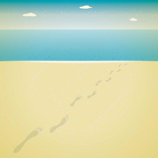 沙滩上的脚印图片下载