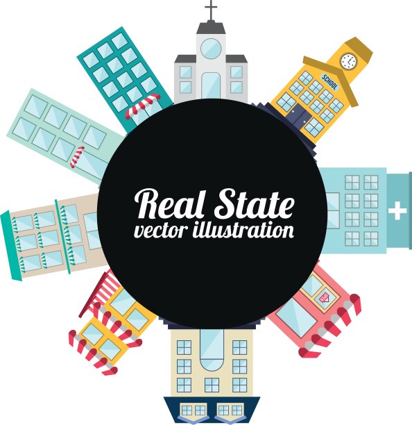 白色背景上的房地产设计图片下载