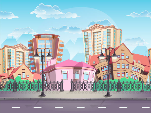 无缝纹理夏日小镇电脑游戏素材图片