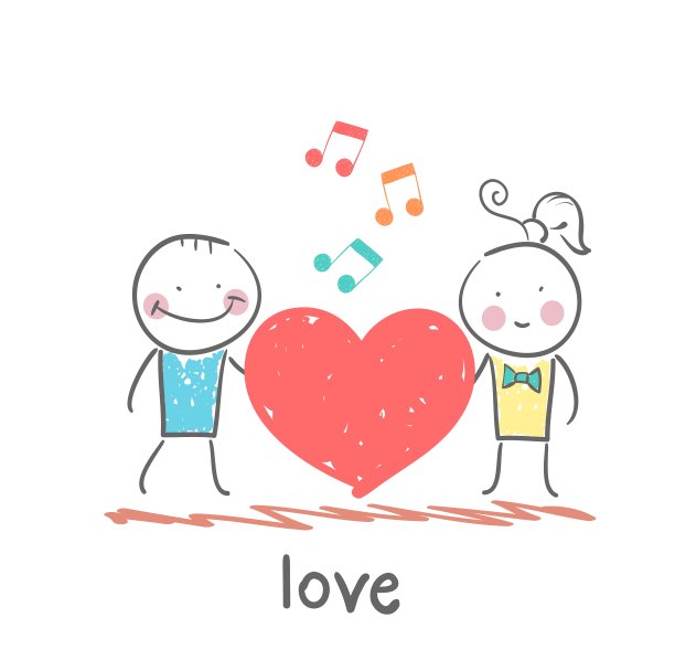 女孩和男孩聆听着心灵的旋律图片下载