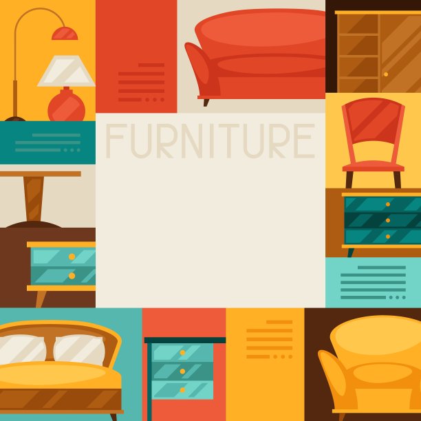 室内背景与复古风格的家具图片下载