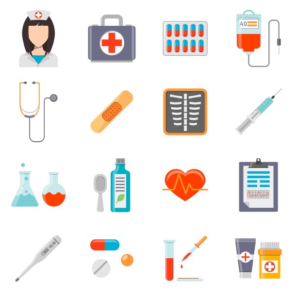 一套医疗平面设计图标图片下载