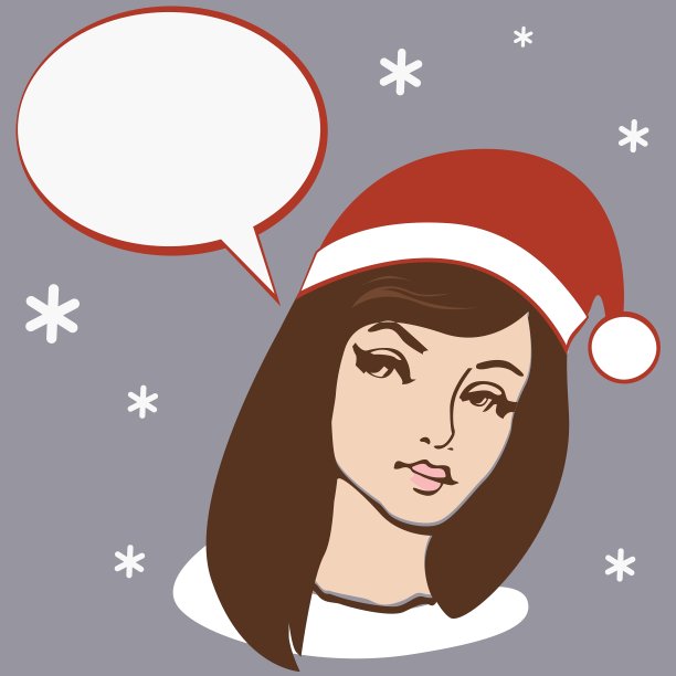 圣诞老人黑发女孩图片下载