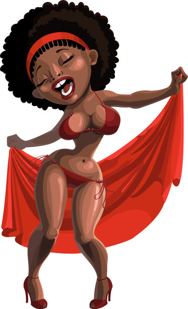 黑人妇女穿着泳装唱歌跳舞图片下载