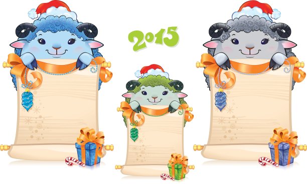 蓝色的小羊羔是2015年新年的象征图片下载