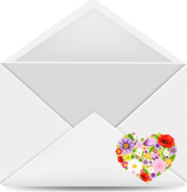 白色信封，花心图案图片下载