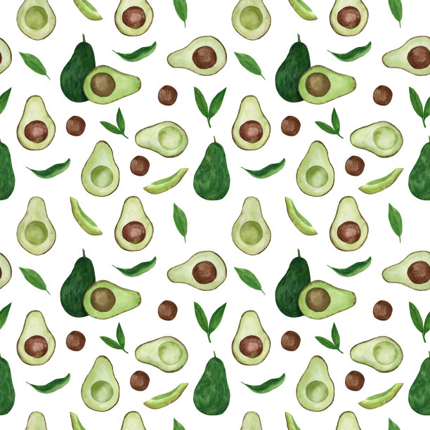 水彩牛油果的创意布局图片下载