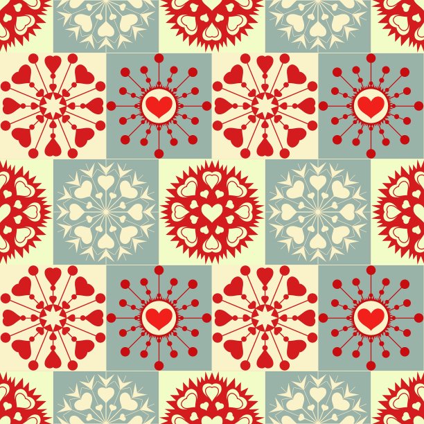 圣诞无缝图案的心雪花图片下载