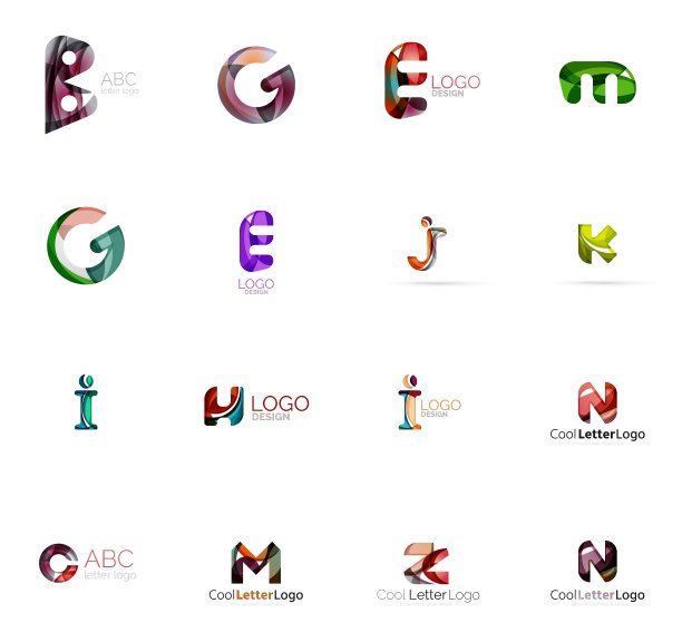 一套多彩的抽象字母公司标志图片下载