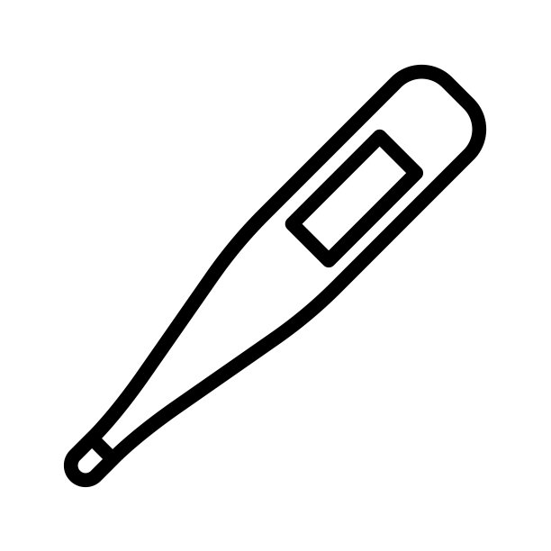 白色背景上的电子温度计轮廓矢量图标，用于新型冠状病毒预防的网页和UI设计图片下载
