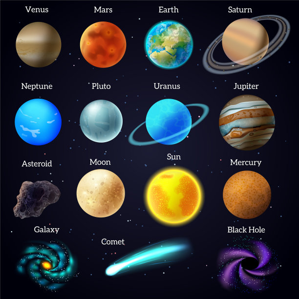 宇宙星星行星星系图标集图片下载