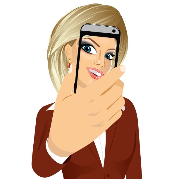 用智能手机自拍的快乐女人图片下载