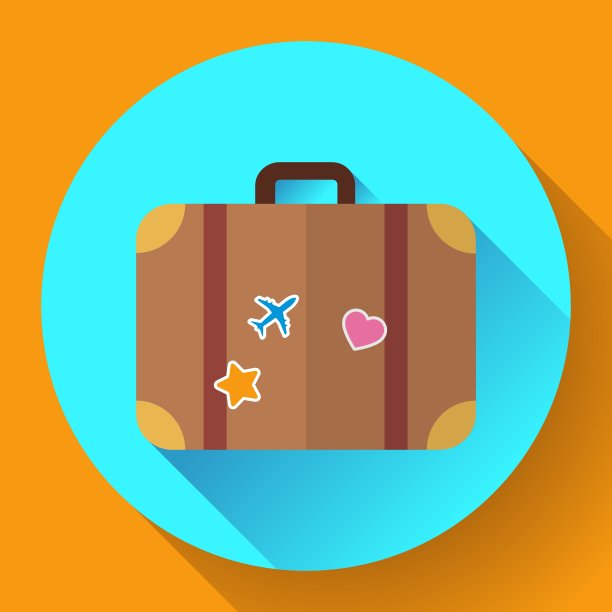 经典的带有长图标的旅行箱图片下载