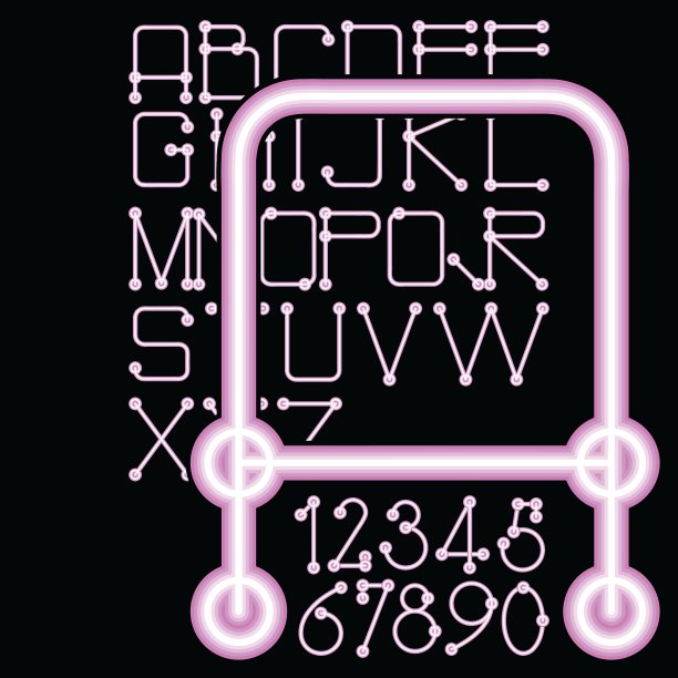 粉色霓虹字母数字图片下载