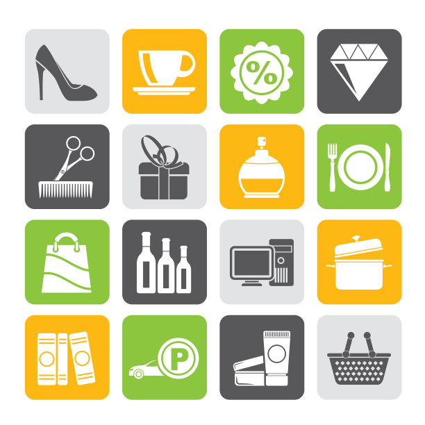 剪影购物和商场图标图片下载