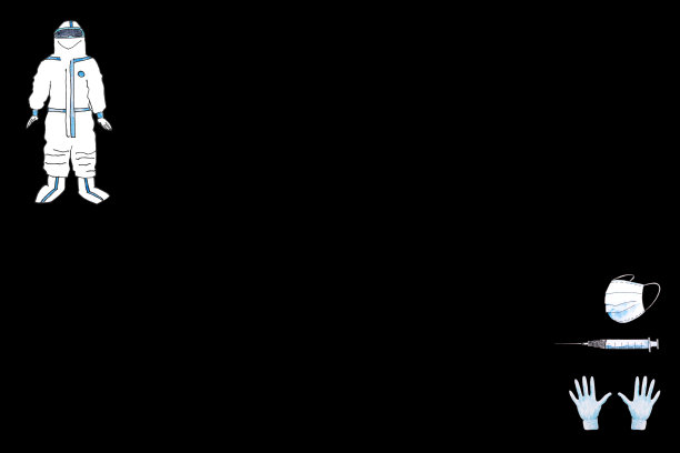 水彩画-医生服，防护服，医用口罩，手套，注射器。图片下载