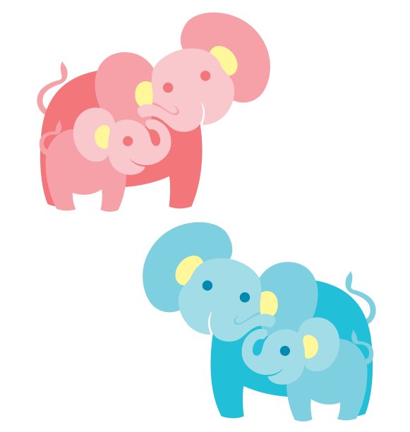 一只带着小象的母象图片下载