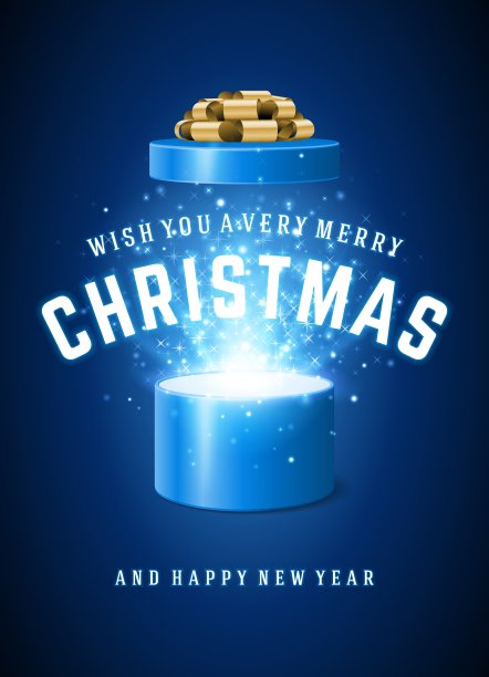 打开礼盒魔术灯烟花和圣诞节图片下载