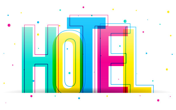 “酒店”这个词被孤立在白色的背景上图片下载