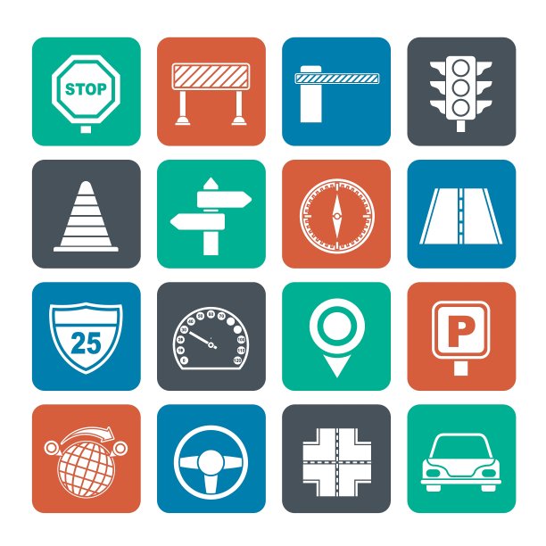 道路和交通图标轮廓图片下载