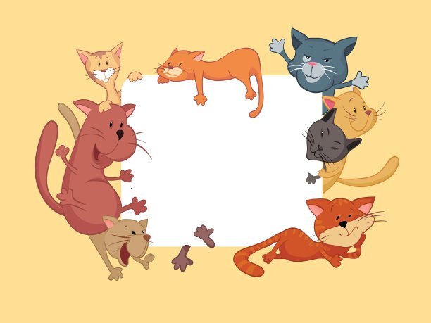 猫在框架周围图片下载