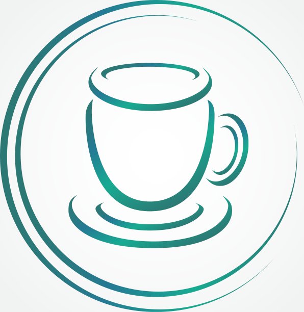 蓝色的茶或咖啡杯的图标图片下载