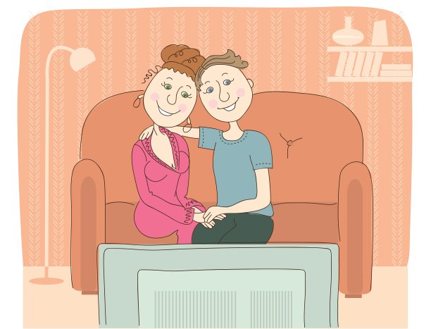 一家人在房间看电视图片下载