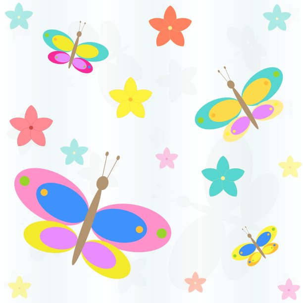 无缝的背景与花和蝴蝶图片下载