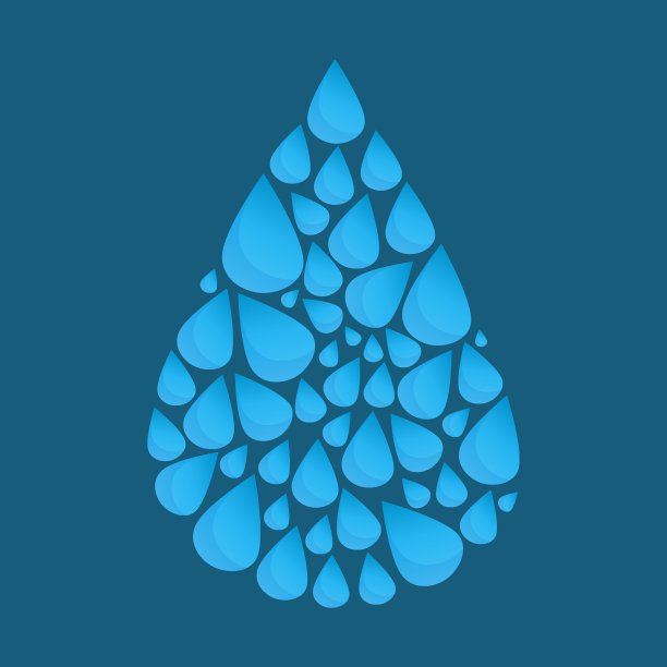 由许多小水滴组成的蓝色水滴图片下载