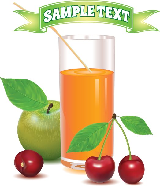 用来盛熟樱桃和青苹果汁的玻璃杯图片下载