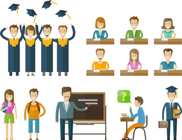 学校学院图标集：毕业生大学图片下载